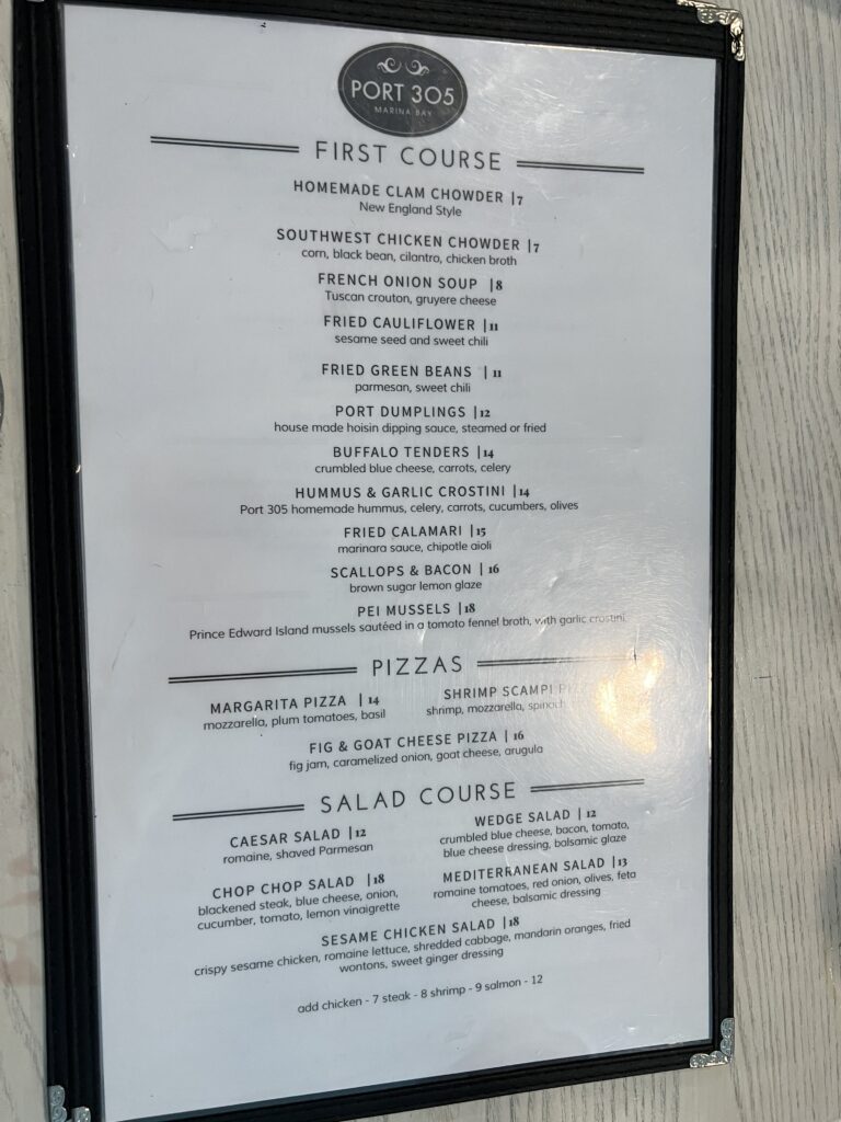 Port 305 Menu